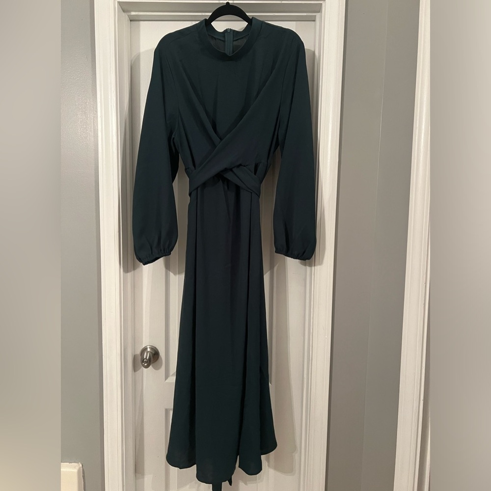 Green dress with wrap front